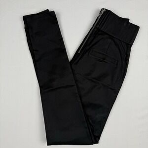 Tiger Mist Back It Up Wet Look Black Faux Leather Pants XS Straight Leg Womens